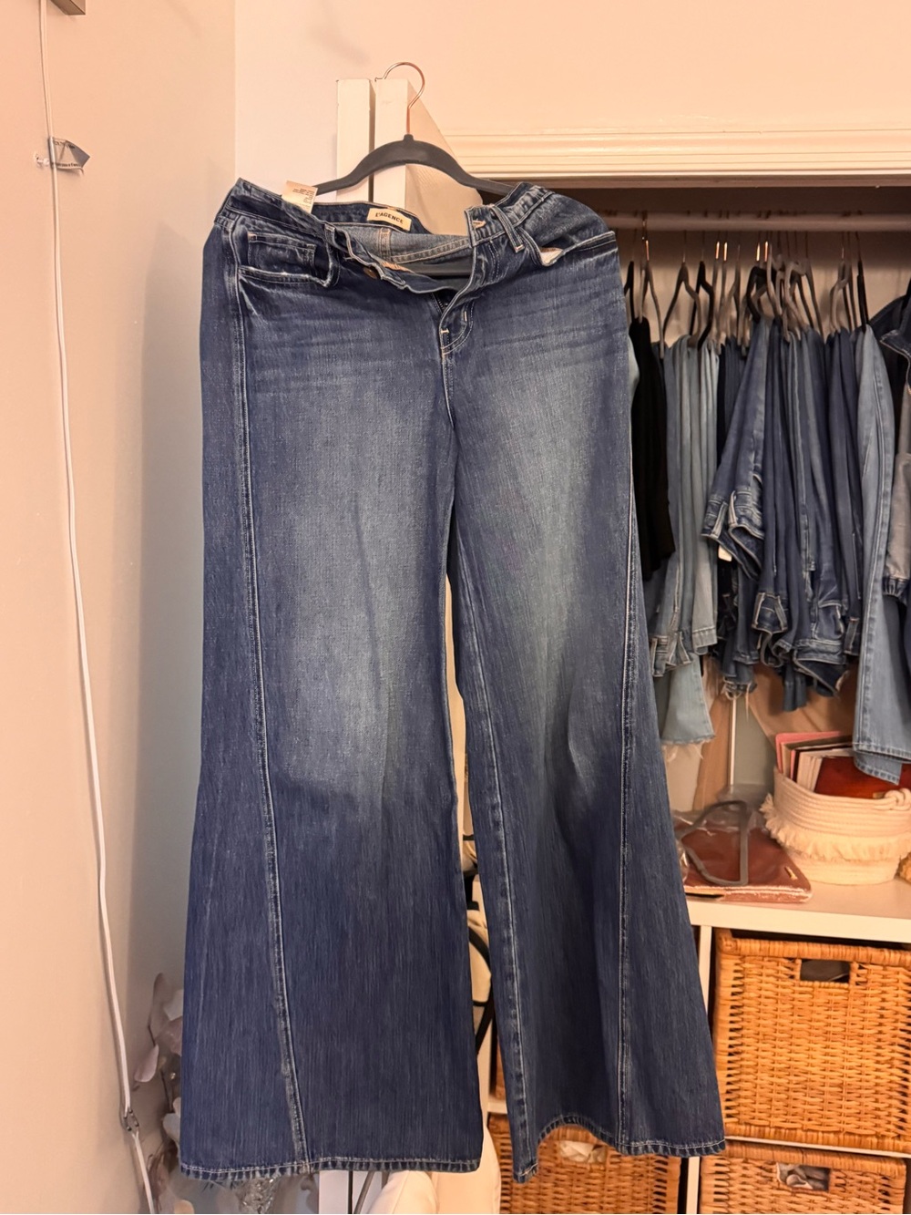 L'AGENCE Wide-Leg Blue Denim Jeans